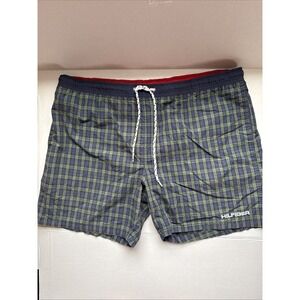 Vintage /Y2K Tommy Hilfiger Men's Blue and Green Swim Shorts
